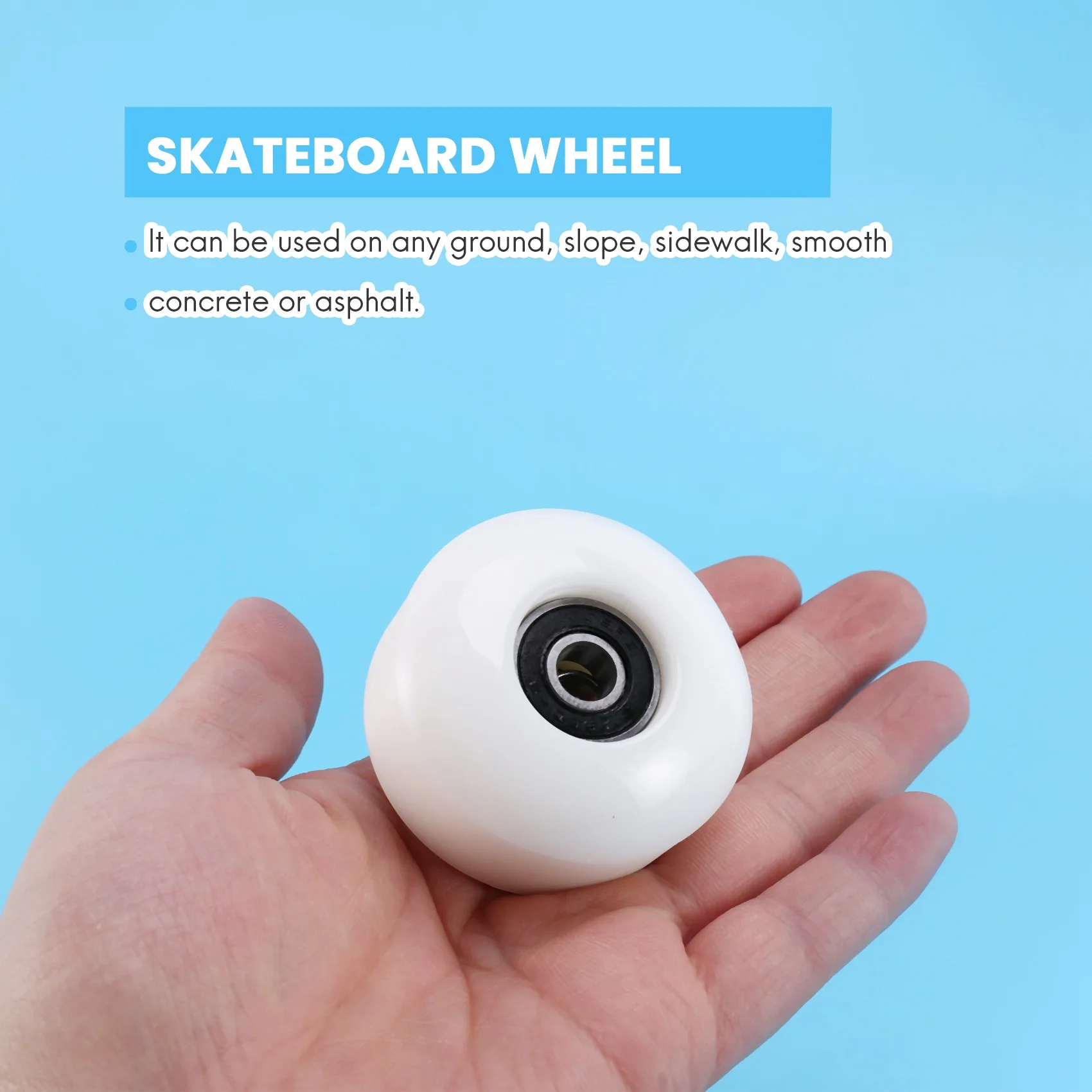 Skateboard Wheels with Bearings 52x30mm Street PU Wheels Skateboard Parts Cruiser Longboard Wheels (Set of 4) White