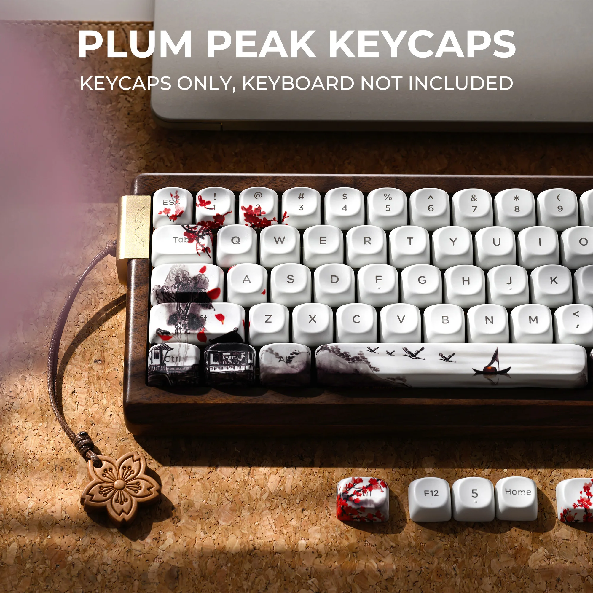 XVX White MOA Plum Peak Keycaps PBT Top Print Legends Shine Through for Cherry MX Mechanical Keyboard 117 Keys