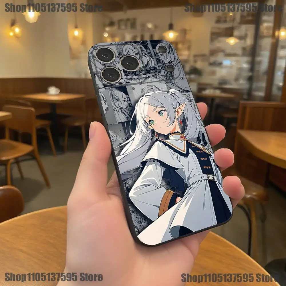 Funda de teléfono Frieren Sousou No Frieren Anime para iPhone 17,16,15,14,13,12,11,Pro,XS,Max,XR,Plus,E,SE4,Mini funda blanda negra