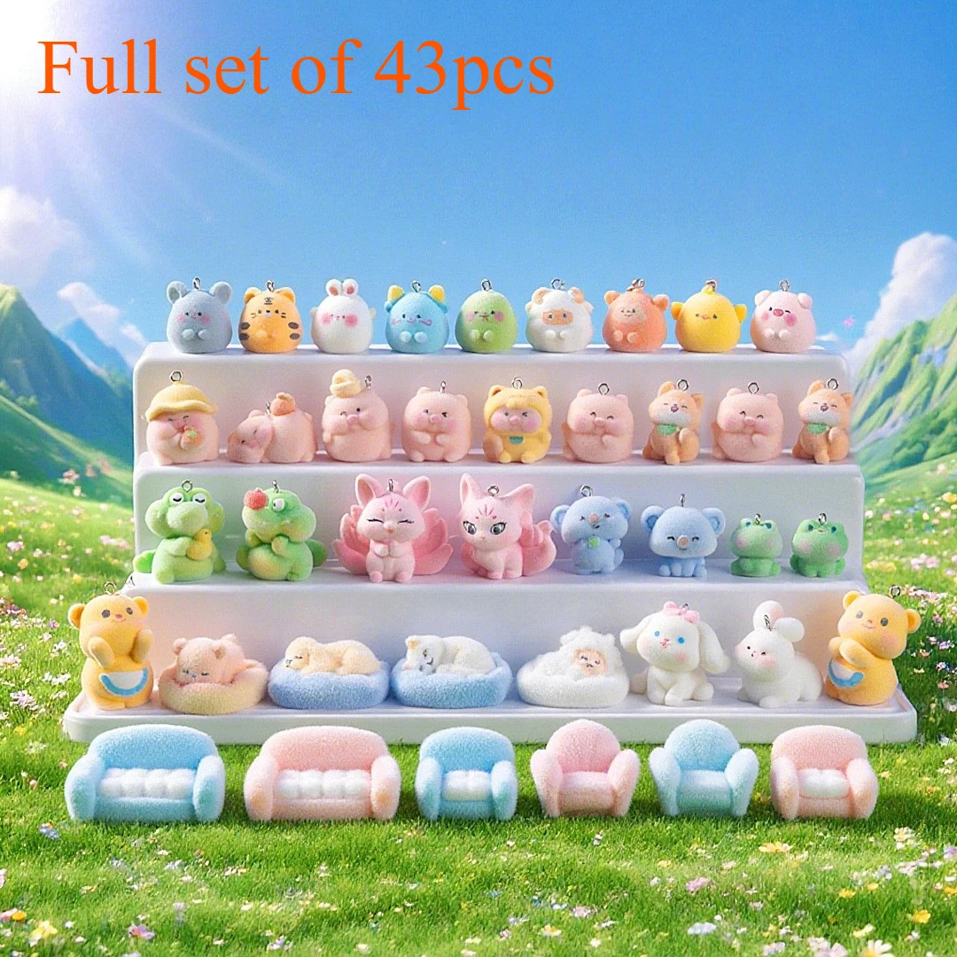 พวงกุญแจตุ๊กตาสัตว์น่ารัก ขนฟู ตกแต่ง DIY ของประดับรถยนต์ พวงกุญแจกระเป๋า ตุ๊กตาจิ๋วขนปุย