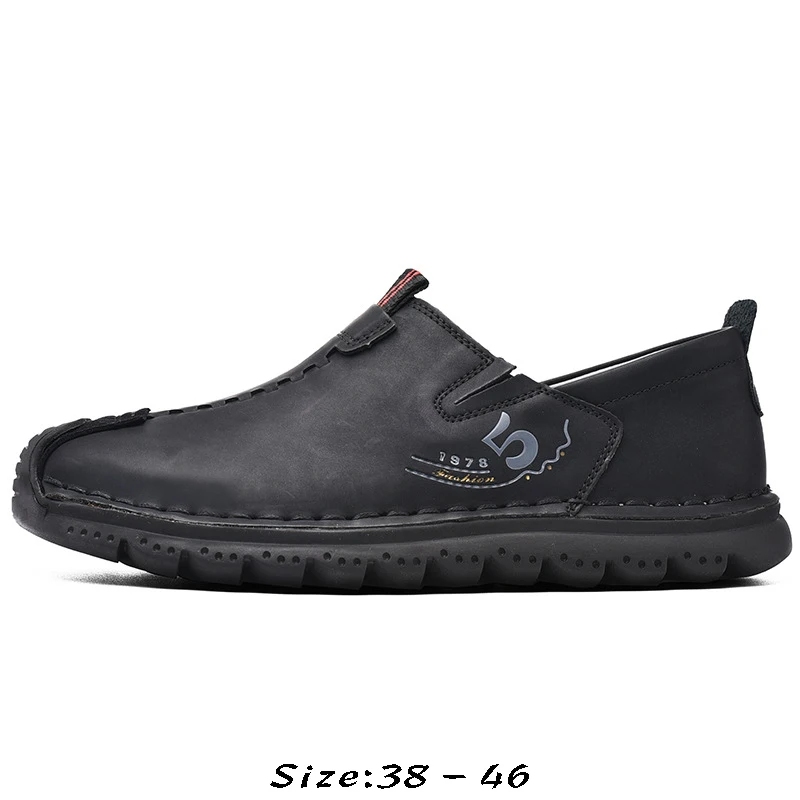 high quality genuine leather casual boat shoes for men low cut handmade comfortable size 41 42  45 46 new 2023 walking shoe