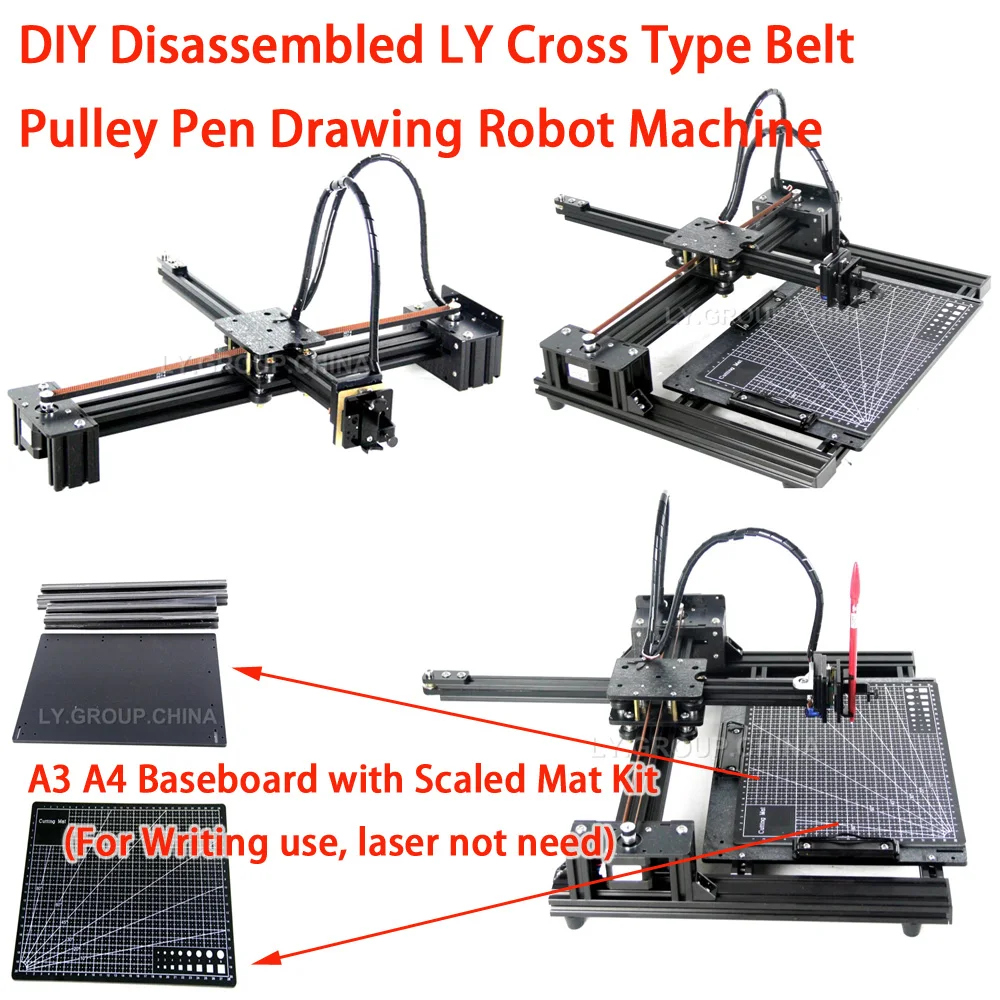A3 A4 Laser Drawing Robot Kit DIY Disassembled Writer XYZ Plotter iDraw Hand Writing Belt Pulley Pen Robot Kit Open Source