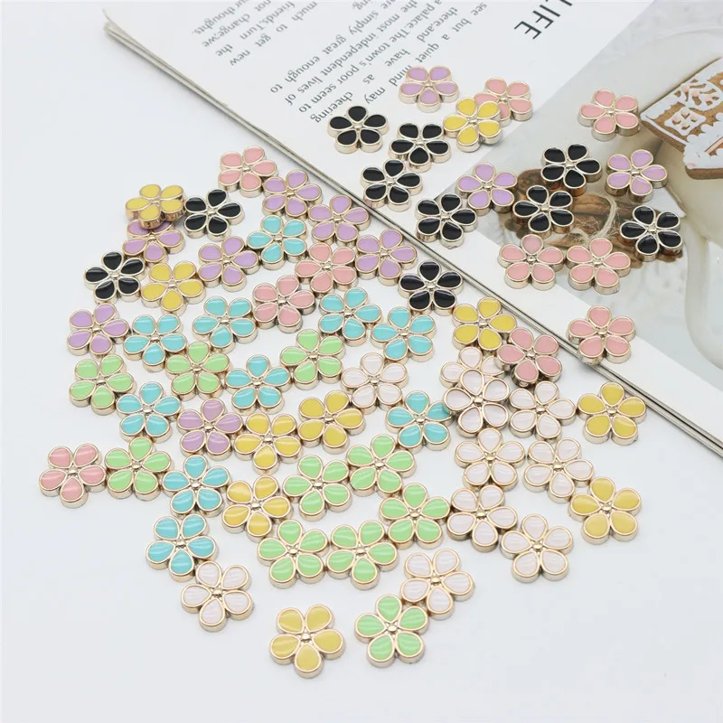 50pcs Round flower Resin Accessories Jewelry Material Headdress Gold Diy Handmade Cartoon Children\'s Hair Accessories