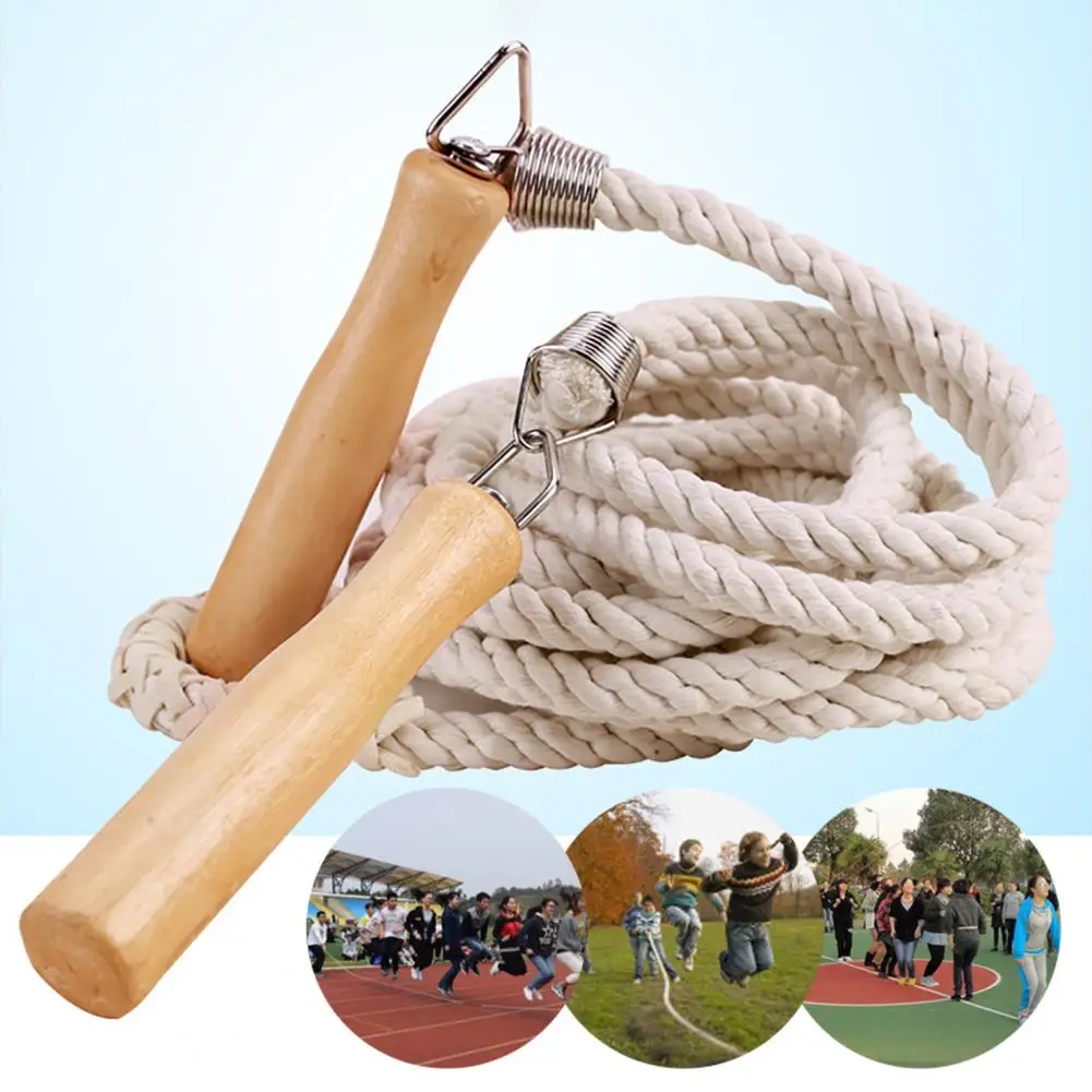 3/5/7/10m Thick Rope Electroplated Spring Group Skipping Rope Anti-slip Wooden Handles School Collective Long Jump Rope Sports E