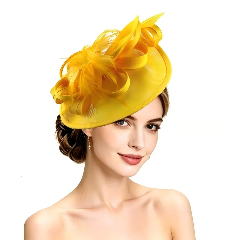 

Vintage Hair Drop Fascinator Hat Women Bridal Party Hats Bridal Wedding Show Race Millinery With Fancy Flower Head Accessories