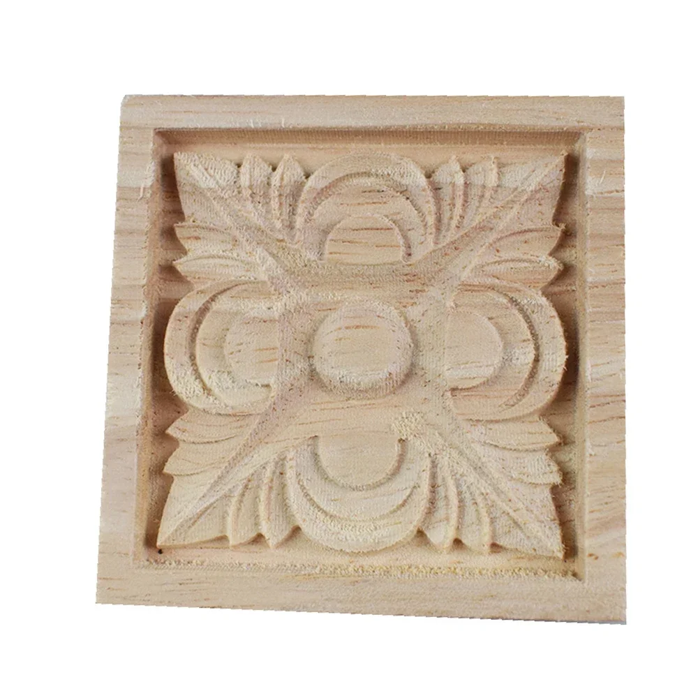 10PCS 6/8/10cm Floral Wood Carved Decal Corner Appliques Frame Wall Furniture Woodcarving Decorative Wooden Figurines Crafts