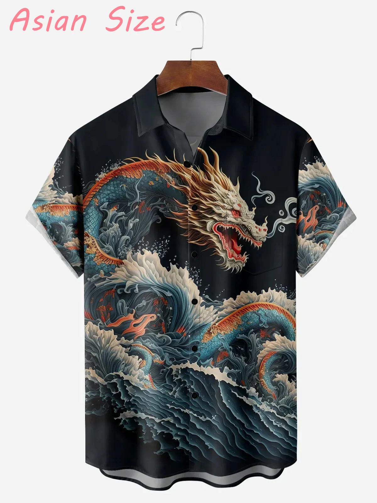 

New Fashion Dragon King Graphic Men Short Sleeve Lapel Shirt 2026 Button-Down Hawaiian Shirts Summer Daily Female Blouses Camisa