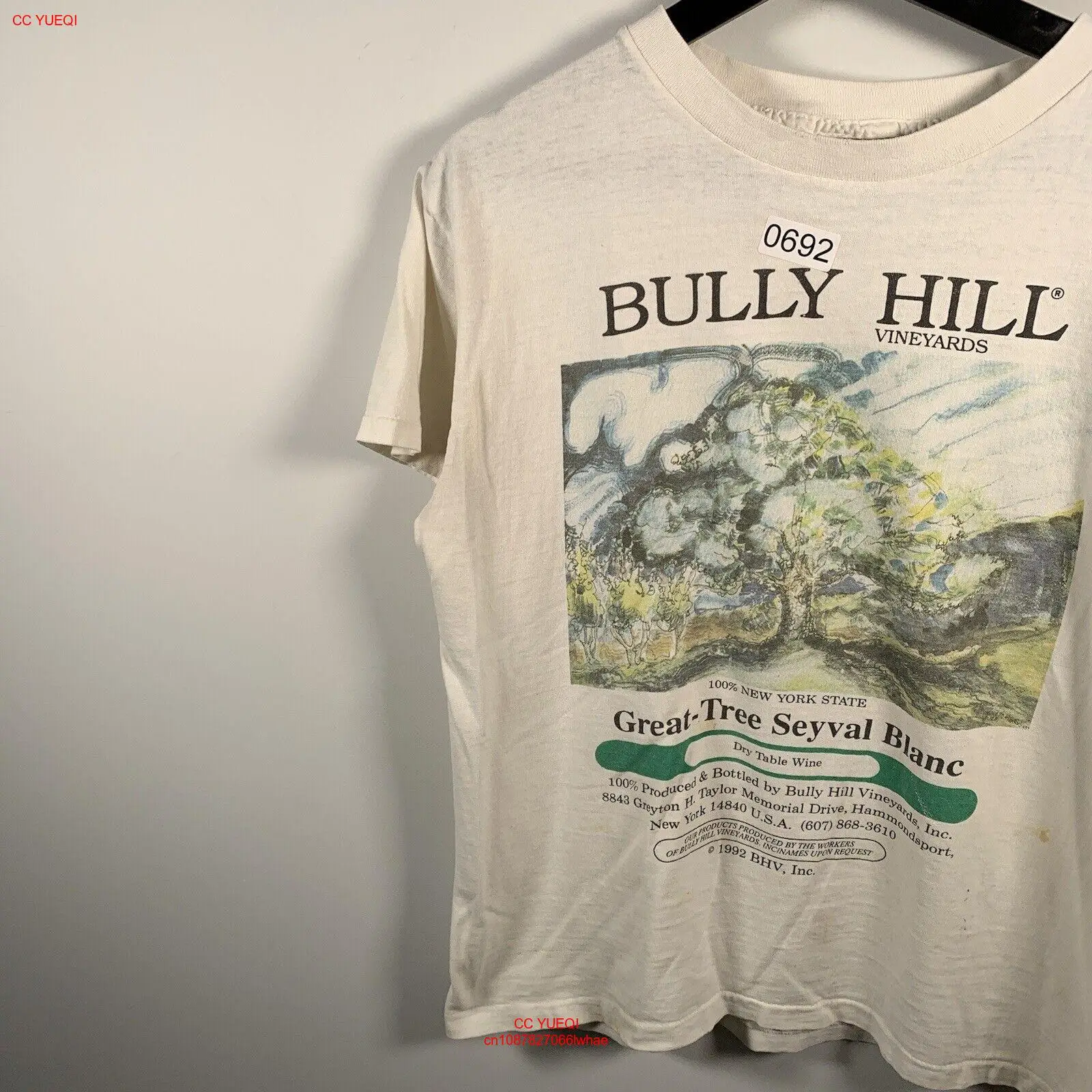 Vtg Underground Active Wear Men’s Bullyhill Vineyards White T Shirt Size Large