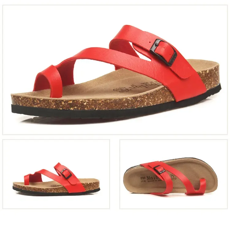 19 style Fashion Cork Slipper Women Summer Mixed Color Casual Beach Slip on Flip Flops Slides Shoes Plus Size 36-45