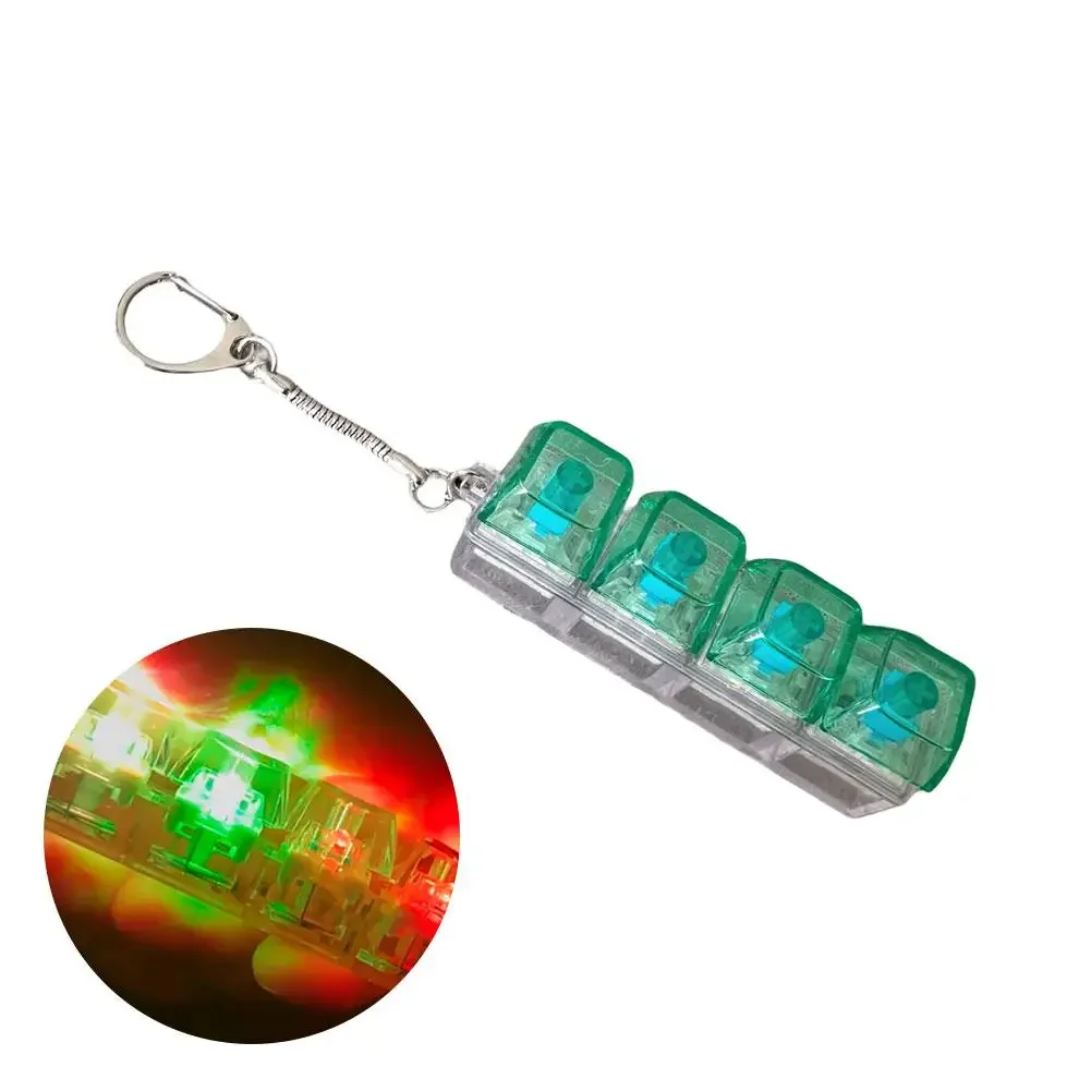4-toetsen Mechanisch toetsenbord Axis Tester Sleutelhanger Stress Relief Clicker Fidget-toetsenbord met LED-decompressiegereedschap Hanger Geschenken
