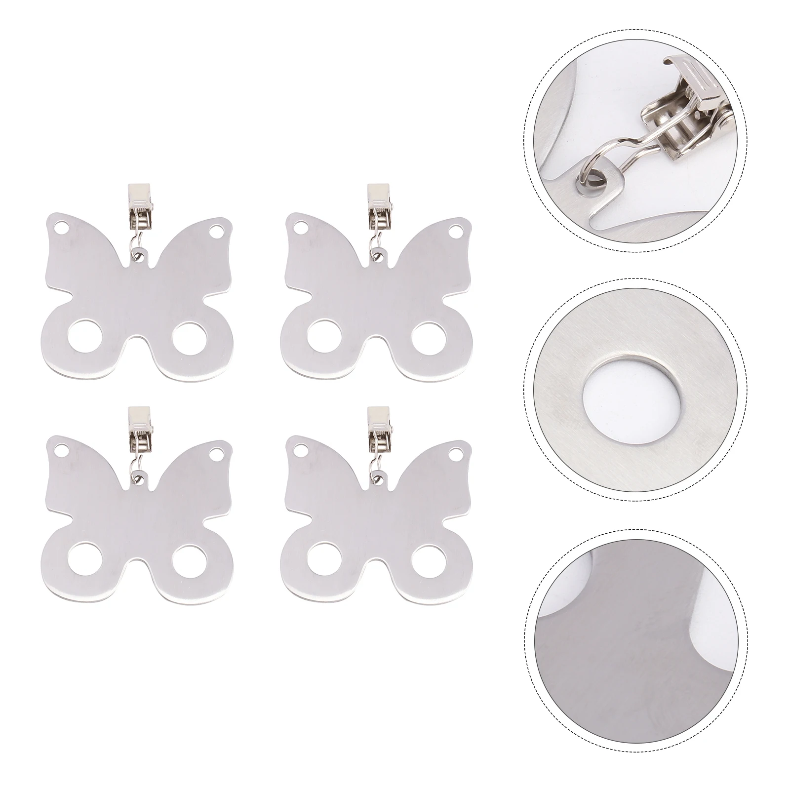 

4 Pcs Curtains and Tablecloths Sinkers Clamps Skirt Clips Picnic Holders Stainless Steel