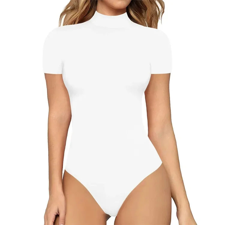 ربيع الخريف نمط TEMU نصف الياقة العالية كم قصير سليم صالح ارتداءها قطعة واحدة الملابس النسائية السراويل القصيرة