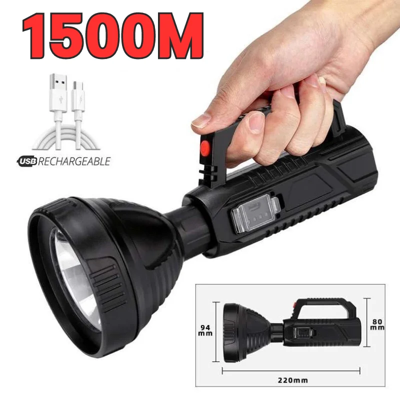 Powerful XHP100 LED Flashlight Portable Searchlight Camping Flashlights Rechargeable Spotlight Strong Light Handheld Torch Light