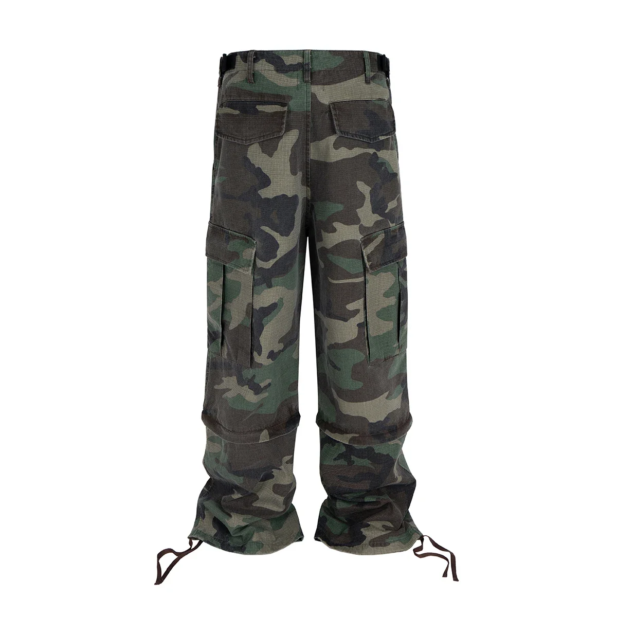 Knie afneembare wijde pijpen patchwork camouflage cargobroek voor mannen en vrouwen rechte contrasterende kleur wijde overall oversized