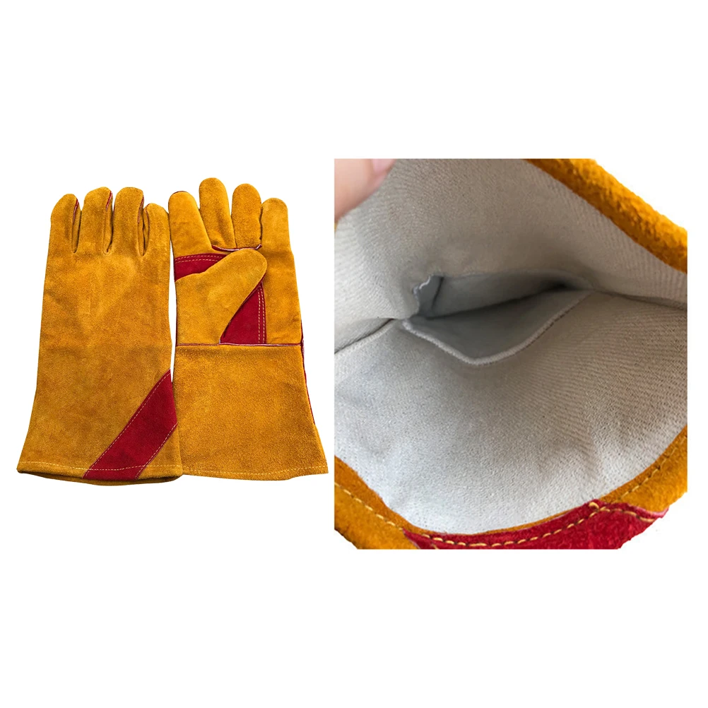 

Fire-resistant Wear-resistant Welding Gloves Golden Yellow Insulation Electrowelding Barbecue BBQ Store Use