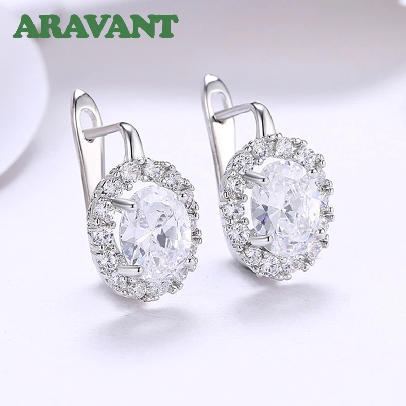 925 Silver Green/White Zircon Drop Earring For Women Wedding Jewelry