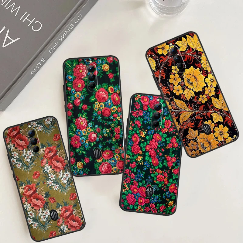 Russian Scarf Floral Case For Nubia Red Magic 8S 8 Pro Plus 5G 5S 6R 6S 7S 6 7 Pro Red Magic 9 Pro Plus Cover