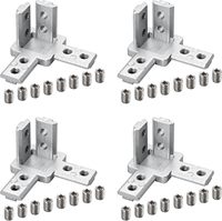 Kamtop 4pcs Corner Connector 3-Way Profile Connector 3D Angle Connector 20mm/30mm/40mm Nut 6/8 Aluminum Profile