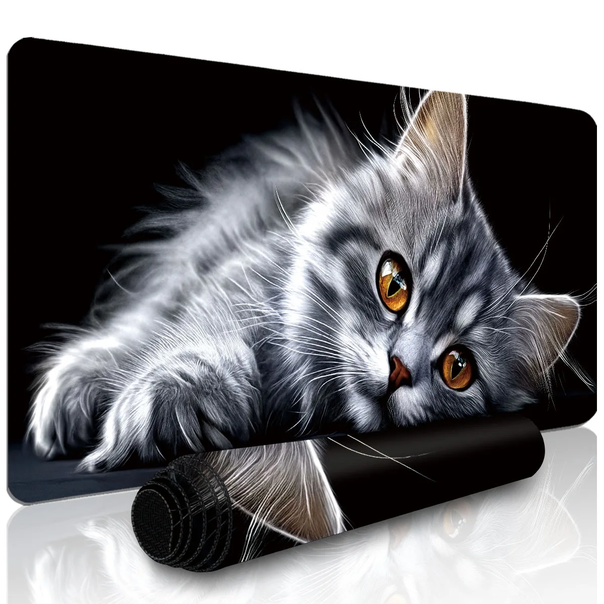 Cute Silvery and White Cat Pattern Mouse Pad Desk Mat Gaming pad pc accessories keyboard mouse pads Office carpet Extended pad