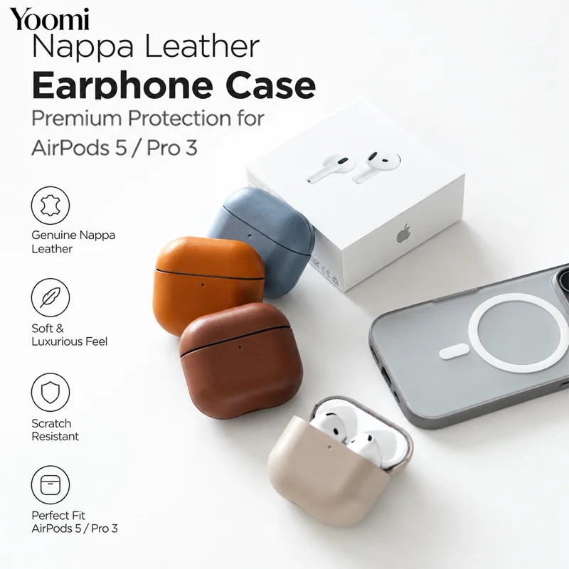 Für AirPods 5 Pro3 Nappa Echtleder-Hülle Luxuriöse Rindsleder-Schutzhülle für Kopfhörer für AirPods 5 4 Pro 3 2 Business-Hüllen