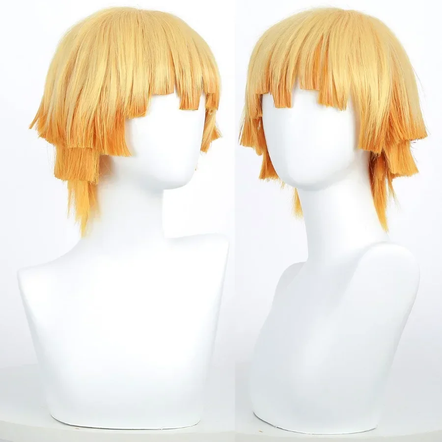 Parrucche cosplay anime Zenitsu Parrucca corta gialla Cosplay Parrucca cosplay arancione per festival anime per parrucca sintetica cosplay festa di Halloween