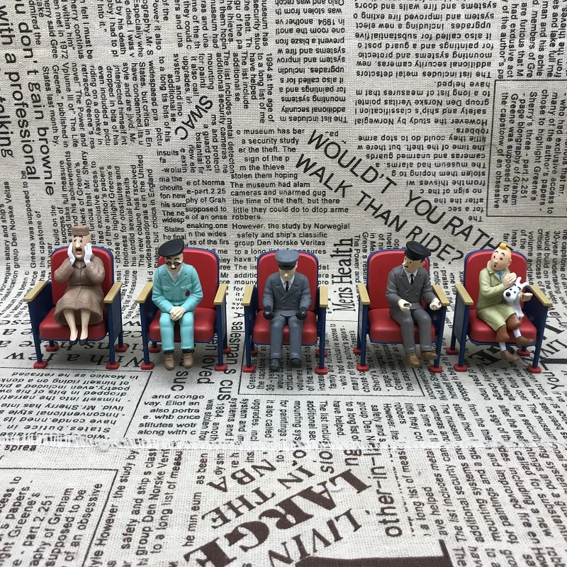 The Adventures of Tintin Sitting Posture Sandtable Scene Doll Desktop Ornament Doll Anime Doll Peripheral Ornaments Toys Gifts