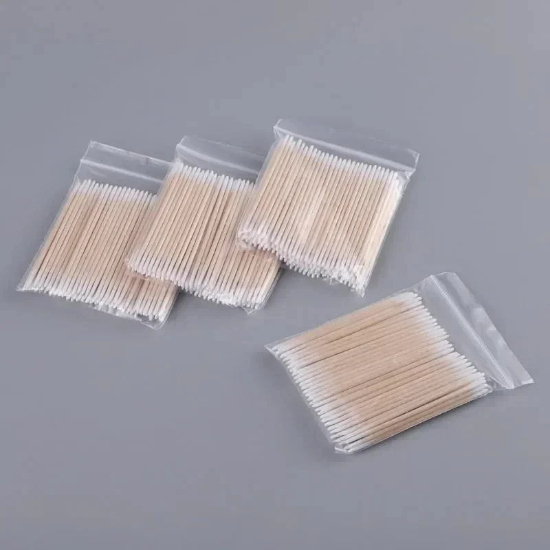 100pcs Double Head Cotton Swab Women Makeup Cotton Buds Tip For Medical Wood Sticks Nose Ears Cleaning Health Care Tools