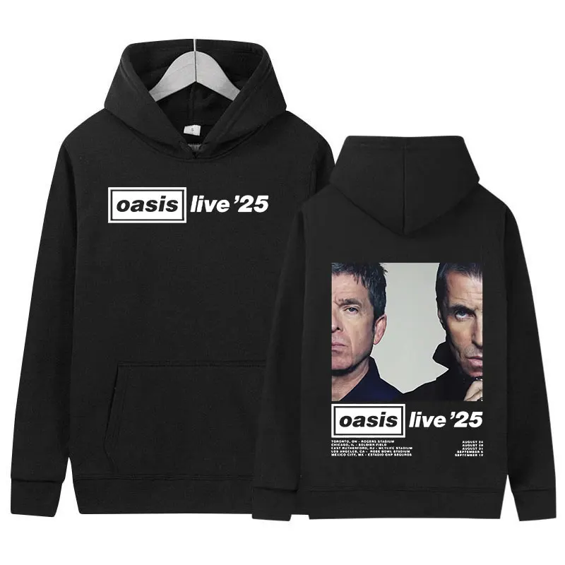 British Band O-Oasis Live 25 Tour Hoodie Men's Hip Hop Fashion Pullover Sweatshirt Retro Long Sleeve Oversized Hooded Streetwear