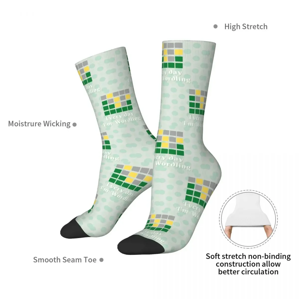 Wordle Puzzle Game Socks Harajuku Super Soft Stockings All Season Long Socks Accessories for Man's Woman's Birthday Present