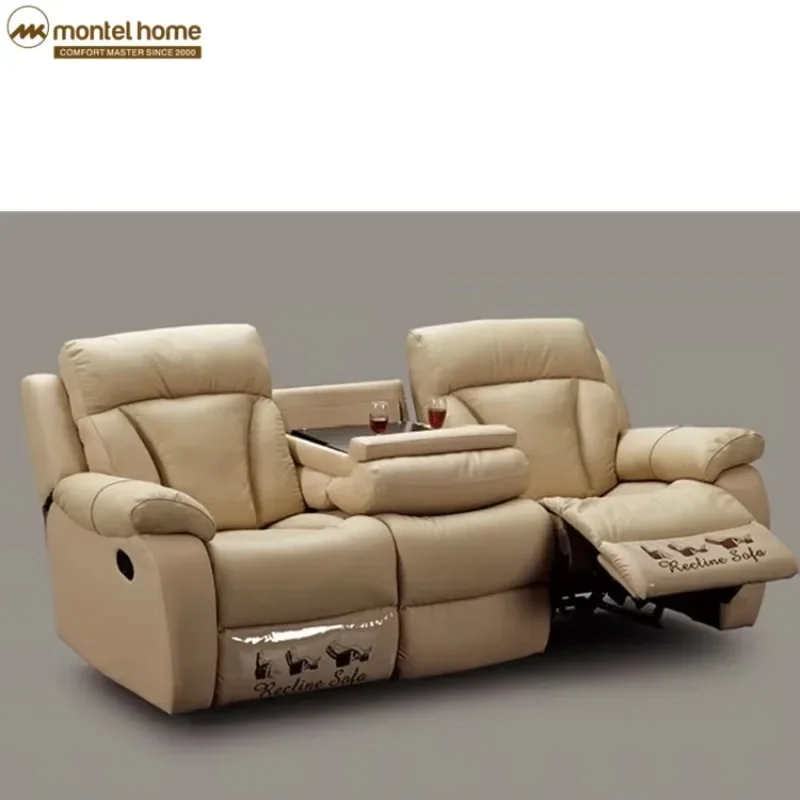 Home Furniture From China Chesterfield Leather Sofa Functional Cupholder  Cinema Theater   Set For Living Room