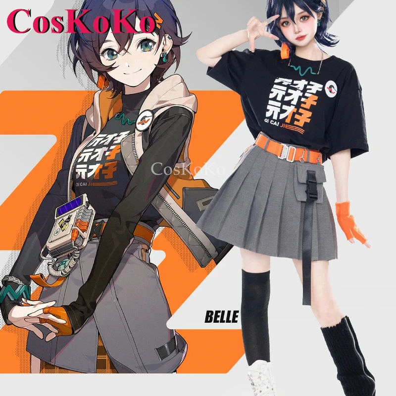 CosKoKo Belle Cosplay Game Zenless Zone Zero Kostium Gra Produkty powiązane T-Shirt Spódnica Codzienne noszenie Halloween Odgrywanie ról Odzież