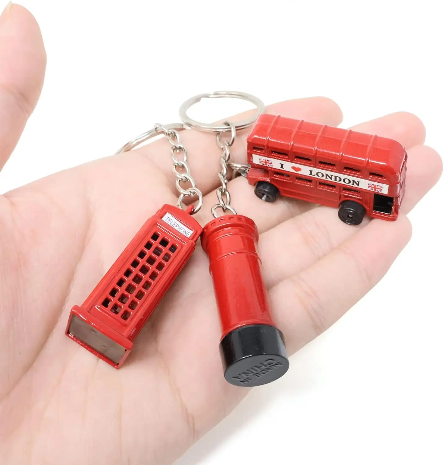 Retro Red London Bus Keychain Creative 3D Post Mail Box Telephone Booth Pendant Keyring For Women Men Tourist Souvenir Gifts