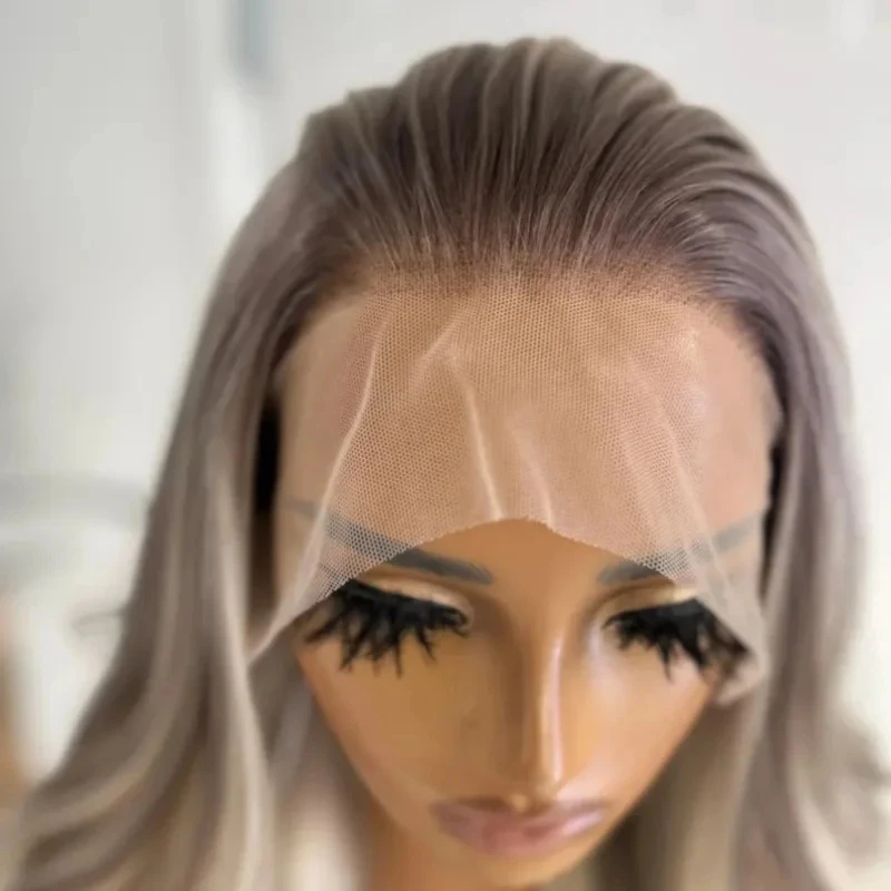 الجزء الأوسط شعر مستعار امرأة سمراء القرفة البلاتين الأبعاد العسل لينة Balayage شعر مستعار متموج أومبير HD غير مرئية الدانتيل شعر مستعار أمامي للنساء #1