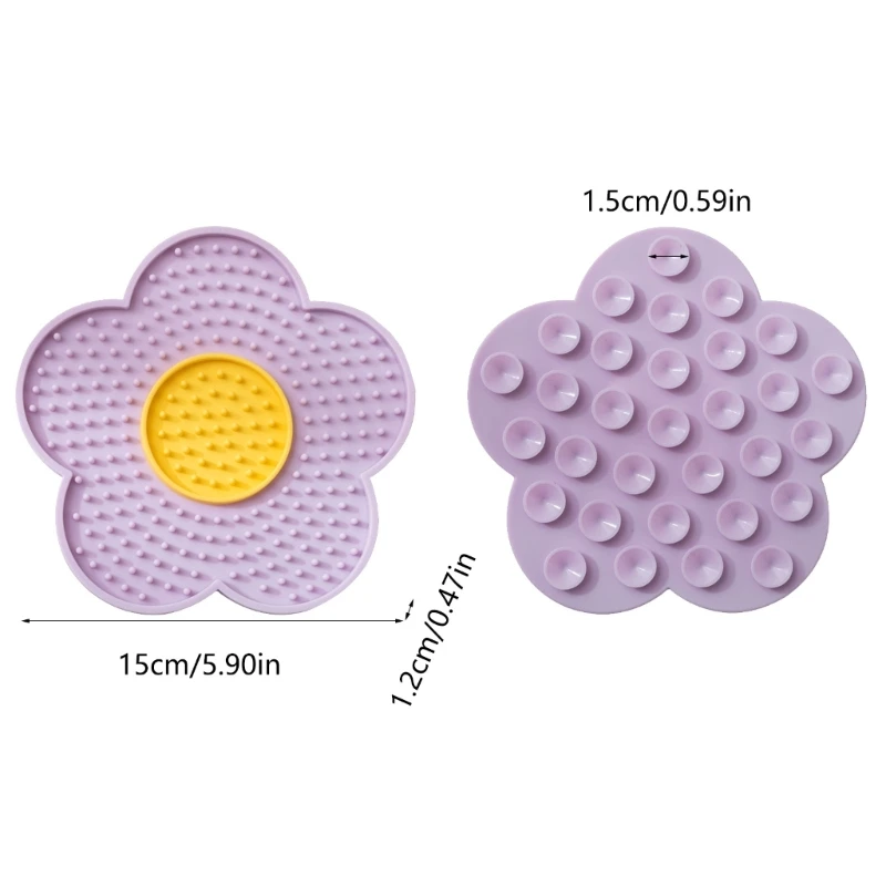 Cats Lick Pad With Suctions Cup Slow Feeders Licking Mat Flower Silicone Pad With Suctions Cup Dog Licking Mat Silicone