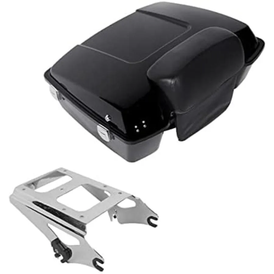 

Chopped Motorcycle Pack Trunk Black Latch Backrest Mount Rack for Harley Touring 20092013 Road King Road Glide Street Glide Ele