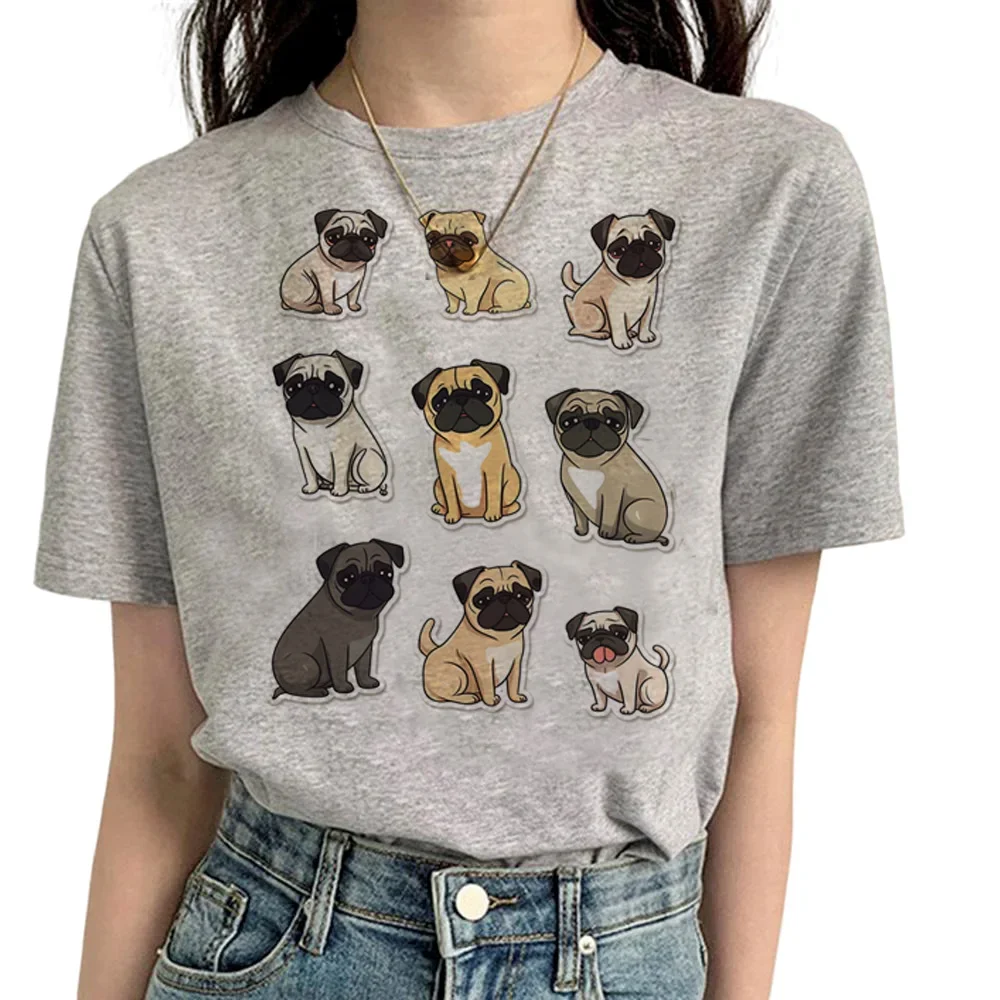 Classic Anime Pug Graphic T Shirts for Woman Kawaii Cartoon T-shirt Comic Clothes Streetwear Two-dimensional Harajuku Funny Tee