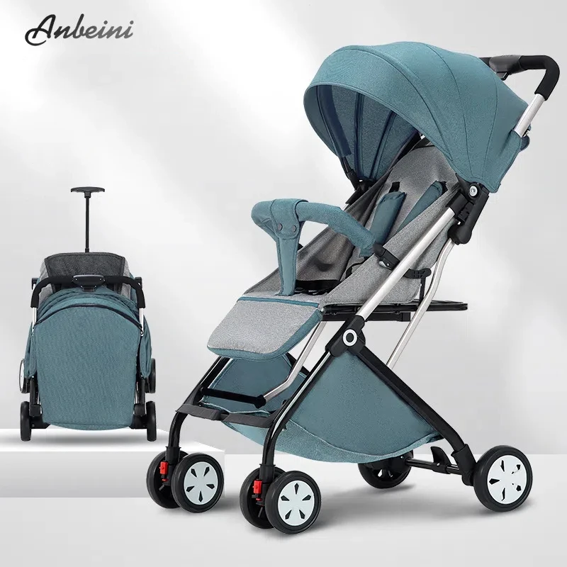 Large Space Adjustable Backset One Click Folding Baby Stroller Can Sit Lying Foldable Portable Lightweight Baby Strolling Cart