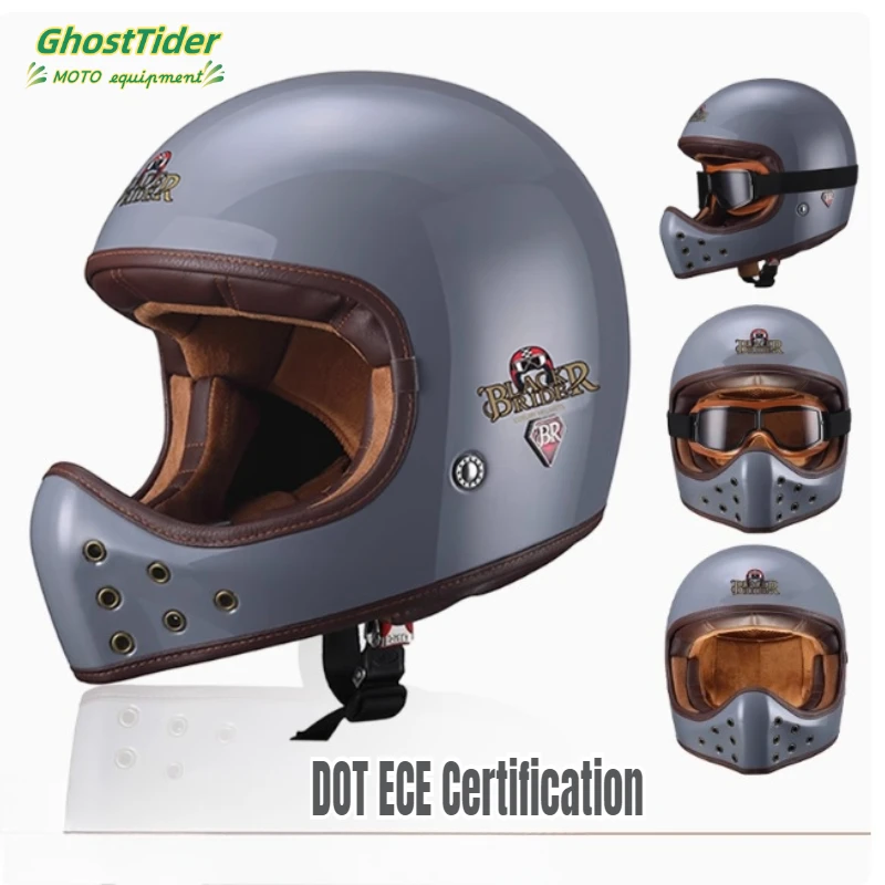 

DOT ECE BR Japanese Pointed Mouth Small Helmet Personalized Helmet Retro Motorcycle Full Cover Fiberglass All Year Round