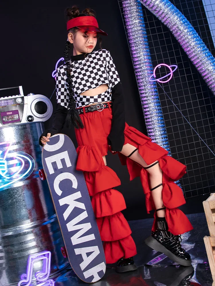 ZZL K-PoP Kleidung Kinder Hip Kostüm Set Fried Street Girls Jazz Dance Coole Performance Kostüme Kinder Hip Hop Hip Hop Sommer Tanz