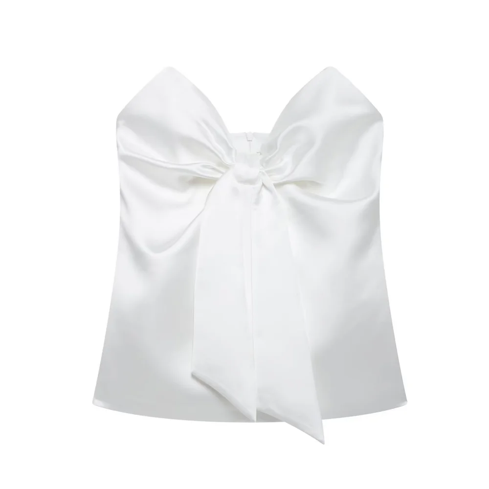 

2025 BM&MD&ZA Women's Strapless Top with Oversized Bow Detail Smooth Fabric for a Dramatic and Elegant Look