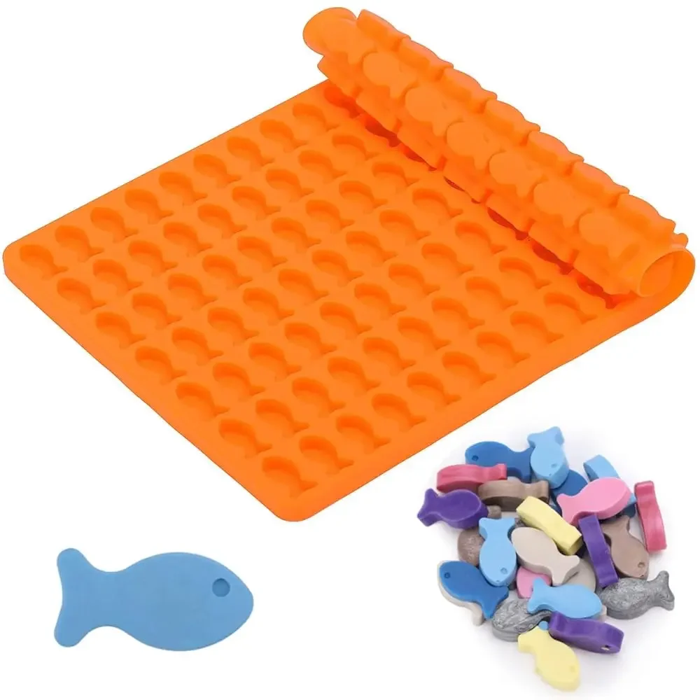 112 Cavity Silicone Molds Mini Fish Shaped Dog Treats Mold Non-stick Chocolate Molds for Baking and Freezing Candy, Biscuits,
