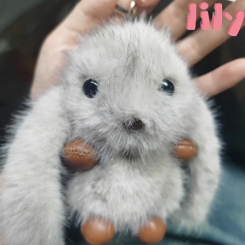 لطيف طويل الأذن أرنب أفخم المفاتيح قلادة ظهره قلادة تقليد فرو المنك دمية مجوهرات الإبداعية رائعة شفاء هدية