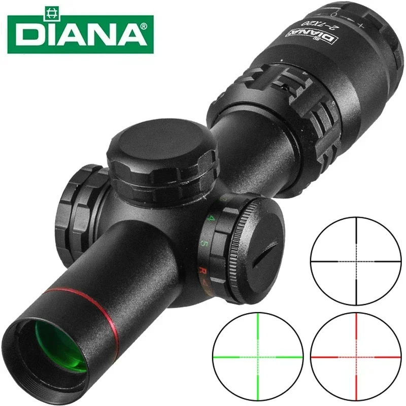 DIANA HD 2-7x20 Scope Mil Dot  Hunting Riflescope  Illumination Reticle Sight  Sniper