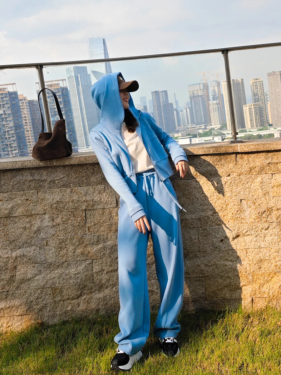 

Корейский спортивный костюм в стиле Rich Girl: осенний модный повседневный комплект с антивозрастным эффектом, полный комплект для отдыха и занятий спортом