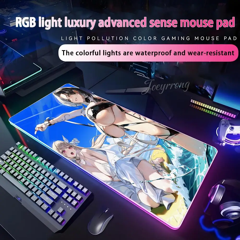 

Коврик для мыши Game Goddess Of Victory Nikke RGB Коврик для мыши Расширенная игровая клавиатура Семицветные светодиодные коврики Большой 1000x500 мм XXL Gamer