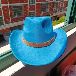 Suede cowboy hat 2024 new diamond strip accessories autumn and winter Panama western cowboy hat  ковбойская шляпа