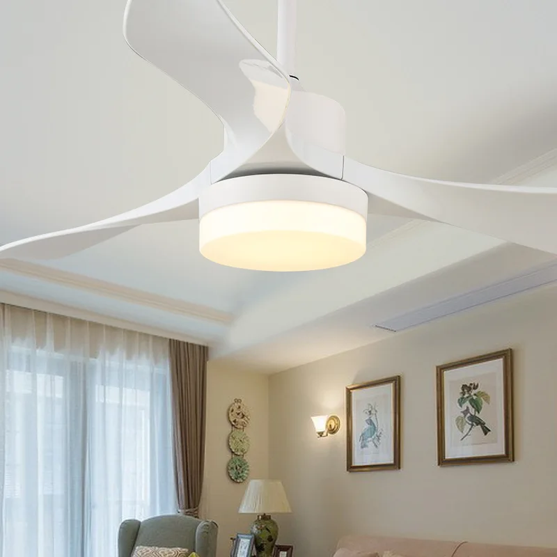 Modern Simple 52 Inch Pure COPPER Silent Restaurant Big Wind Fan Lamp  ABS Material 40 W  LED Ceiling Fan