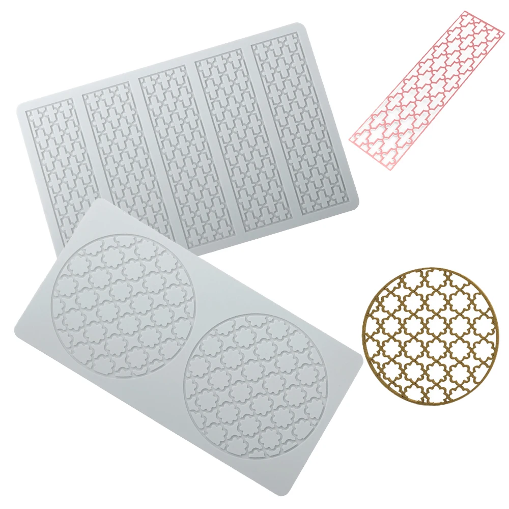 

Circular or Rectangular Window Pattern Texture Fondant Lace Mat Chocolate Crisp Dessert Decoration Mould Kitchen Baking Mold