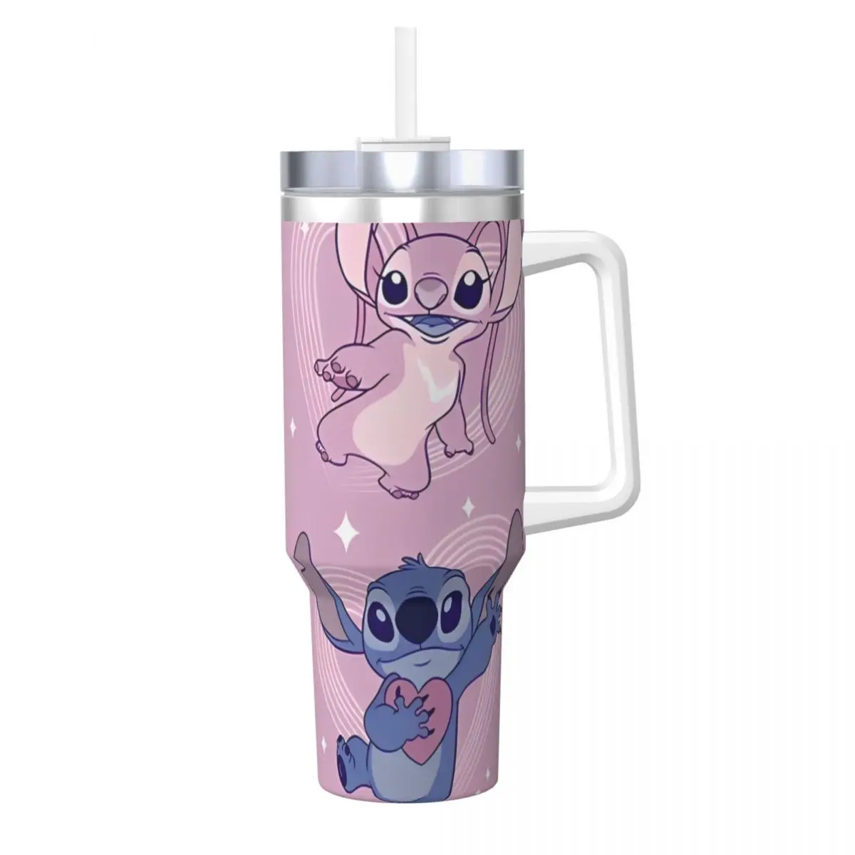 Stitch Angel Miniso Tumbler Hot Drinks Water Bottle Heat Preservation Stainless Steel Thermal Mug Printed Travel Mugs Cup