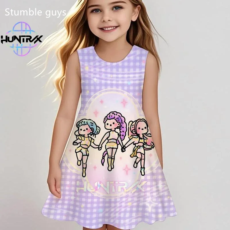 

Kpop Kids Demon Hunters Dress Summer Girls Anime Cartoon Comfortable Beach Dress Casual Sleepwear